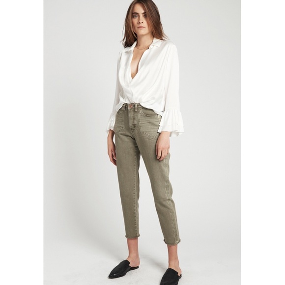 high waisted khaki mom jeans